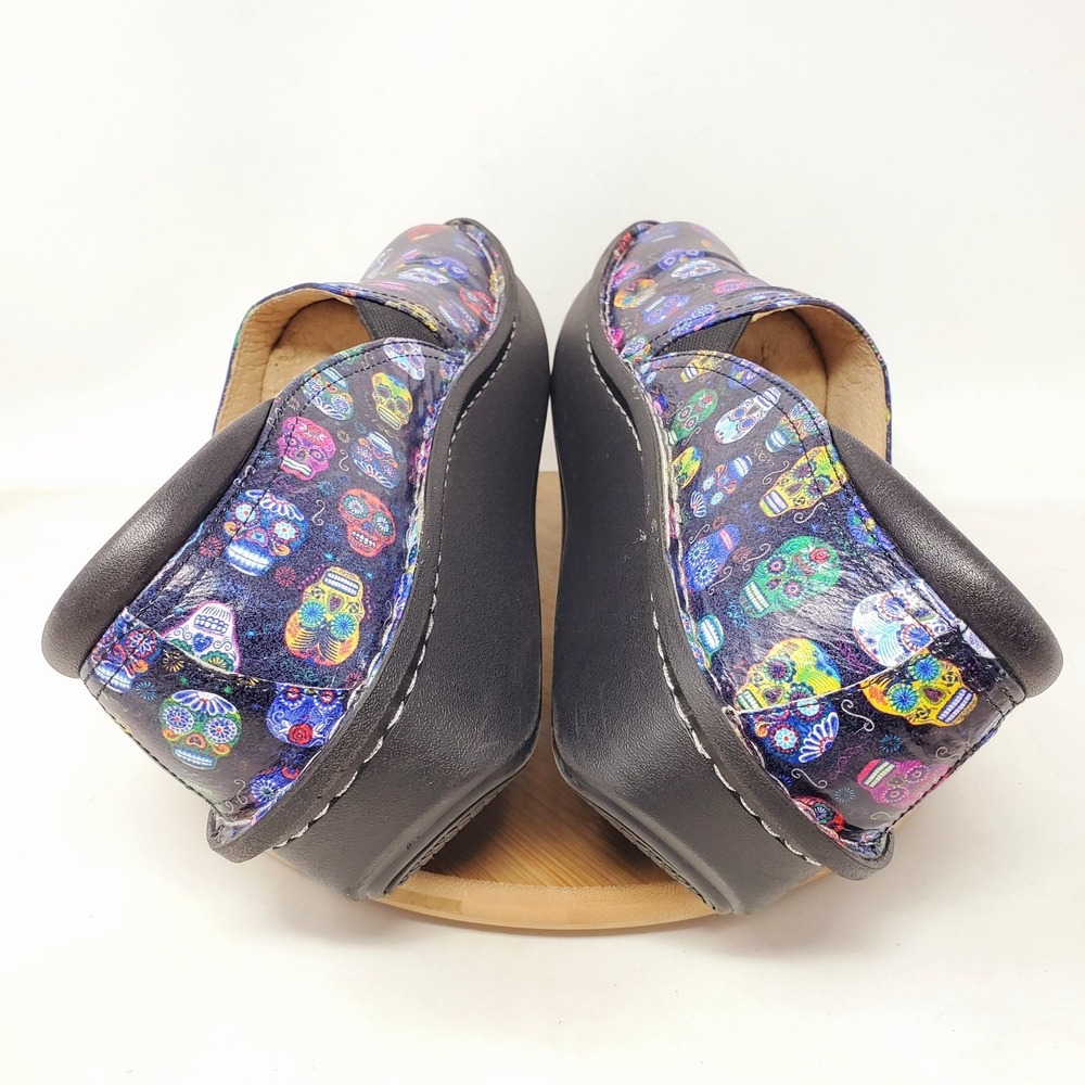 Alegria Debra Clogs Womens 42 Black Purple Pink‎ Sugar Skulls Loafer Shoes - Picture 10 of 15